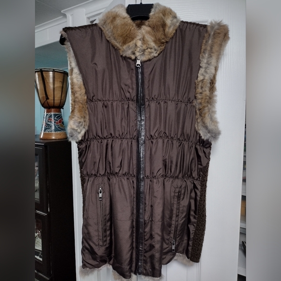 Linda Richards Luxury Reversible Rabbit Fur Silk Vest Jacket Top Medium - Picture 4 of 10